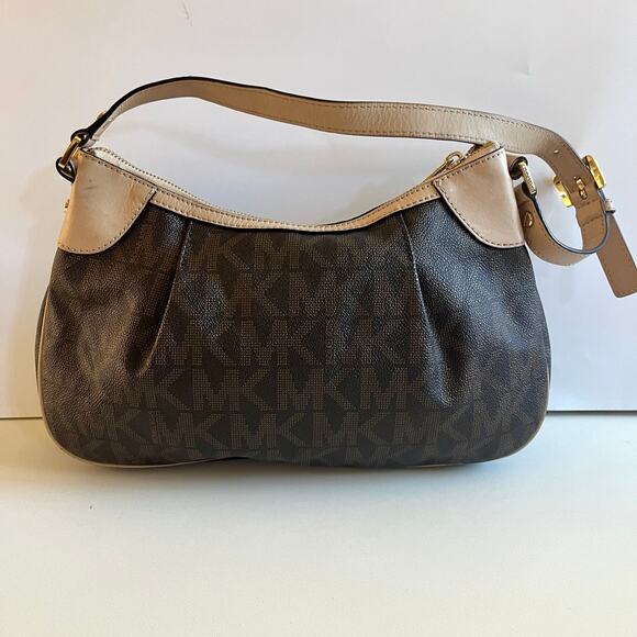 MICHAEL KORS Leather Signature Shoulder Bag, Brown & Tan - Picture 7 of 11